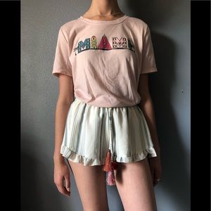 Flowy stripped shorts with tassel